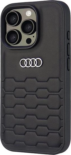 Mbështjellës Audi për iPhone 16 Pro 6.3", lëkurë sintetike, i zi, hardcase