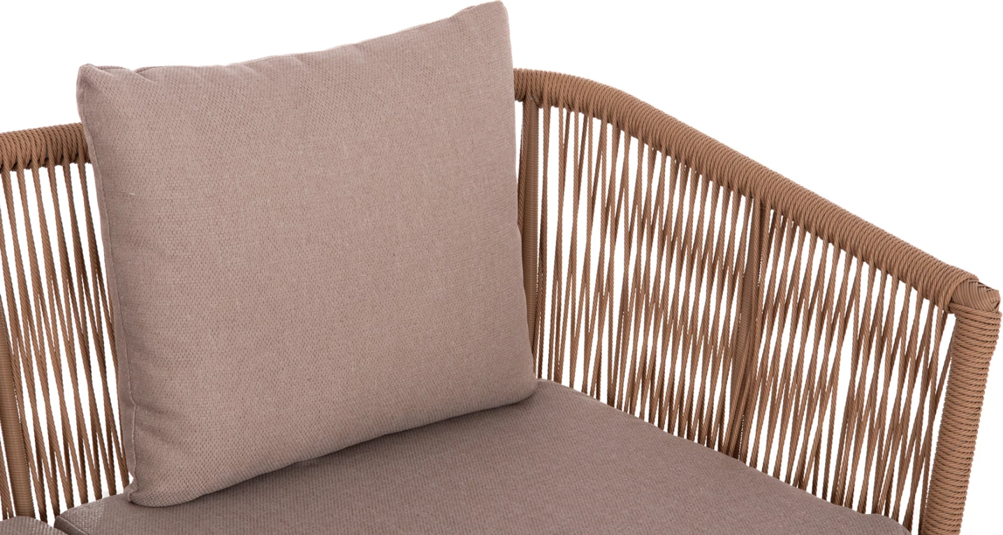 Set lounge për jashtë, 4 pjesë, FREJA FH6057.04, alumin, ratan sintetik, ngjyrë kapuçino & jastëkë bezhë