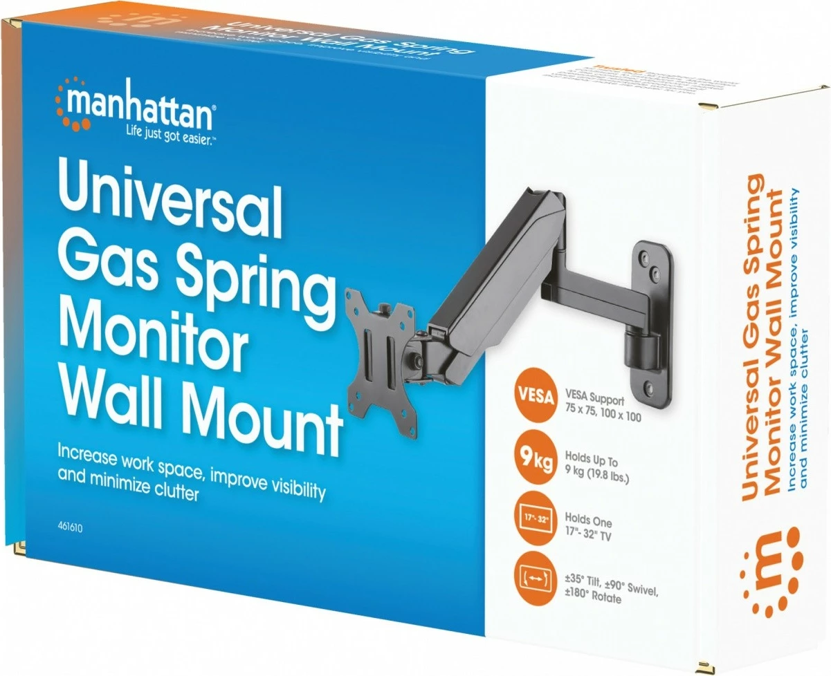 Mbajtëse muri për TV/monitor Manhattan 461610, 17-32 inç, gas spring, e zezë