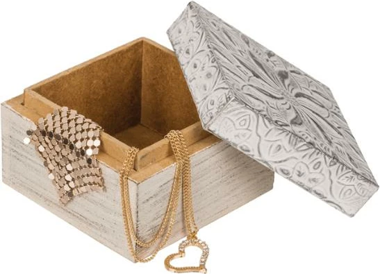 Kuti dekorative druri OUT OF THE BLUE, set 2 copë, argjend