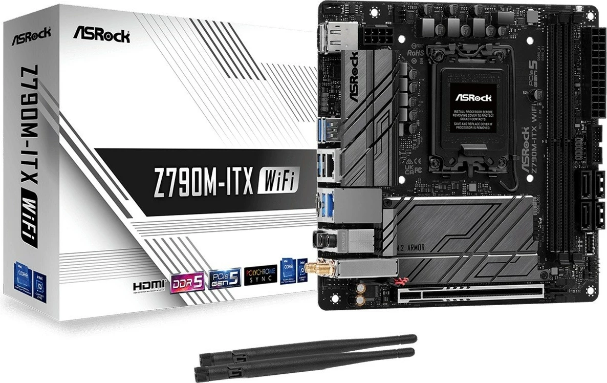 Pllakë amë ASRock Z790M-ITX WIFI, LGA1700, DDR5, mini ITX, e zezë