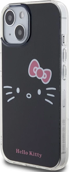 Mbështjellës Hello Kitty IML Kitty Face për iPhone 15, i zi