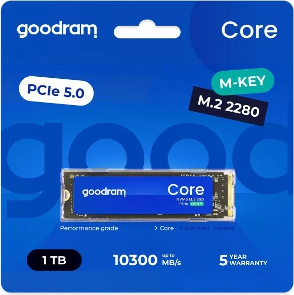 SSD GOODRAM Core 1TB, M.2 2280, PCIe 5.0, NVMe, i brendshëm