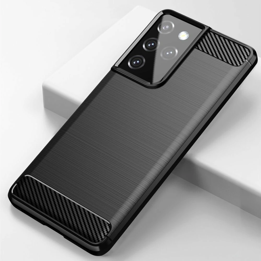 Mbështjellës Hurtel Carbon Case për Samsung Galaxy S21 Ultra 5G, TPU, Blu