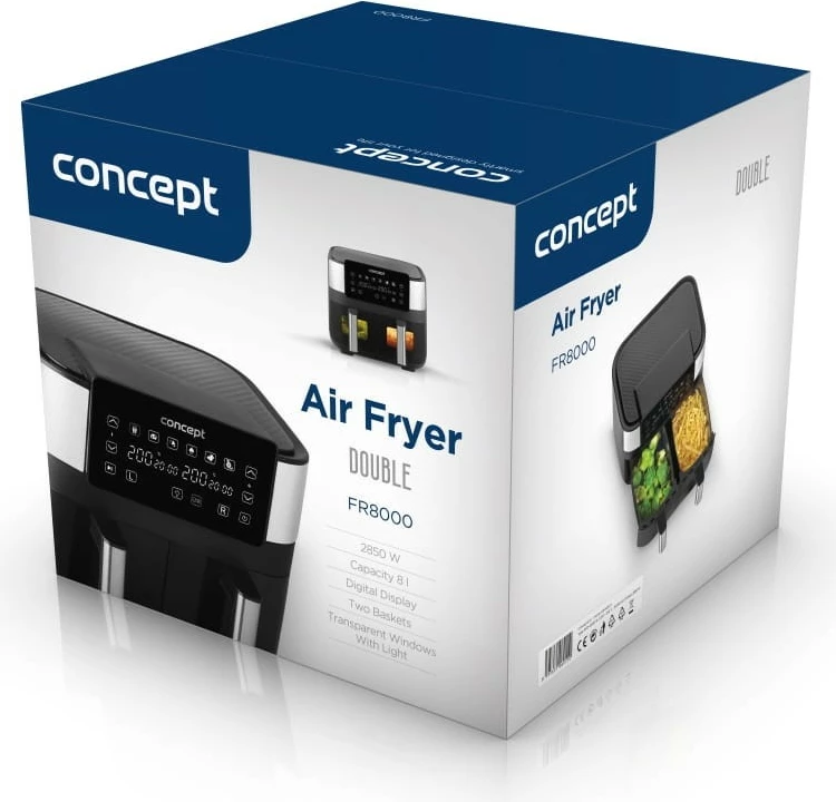 Fritezë me ajër Concept FR8000, 8L, dy kosha, e zezë/inox