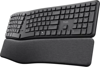 Tastierë Trust Keyra ergonomike, wireless, full-size, QWERTY, e zezë