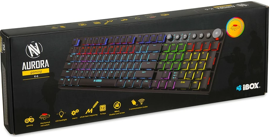 Tastierë mekanike gaming iBOX Aurora K-5, RGB, Wired, e zezë