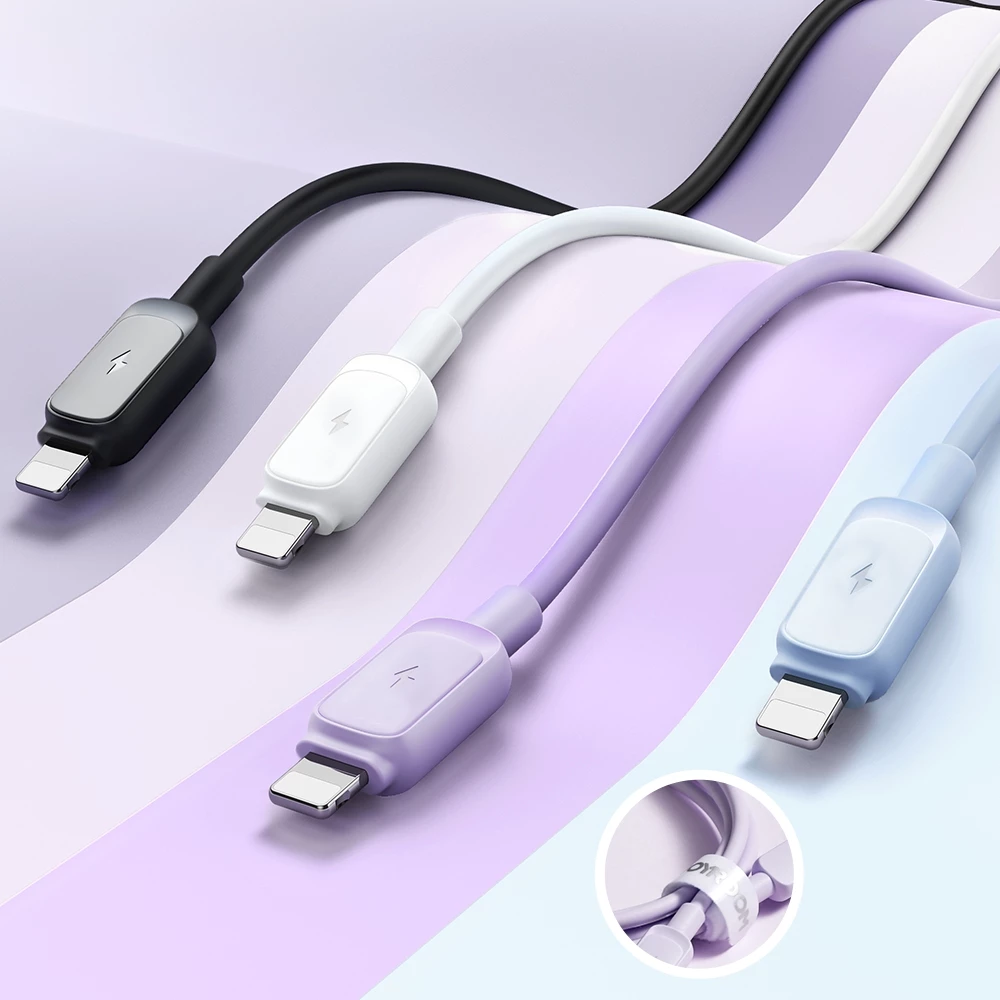 Kabllo Joyroom Multi-Color Series A14, Lightning në USB-A, 1.2m, 2.4A, Bardhë