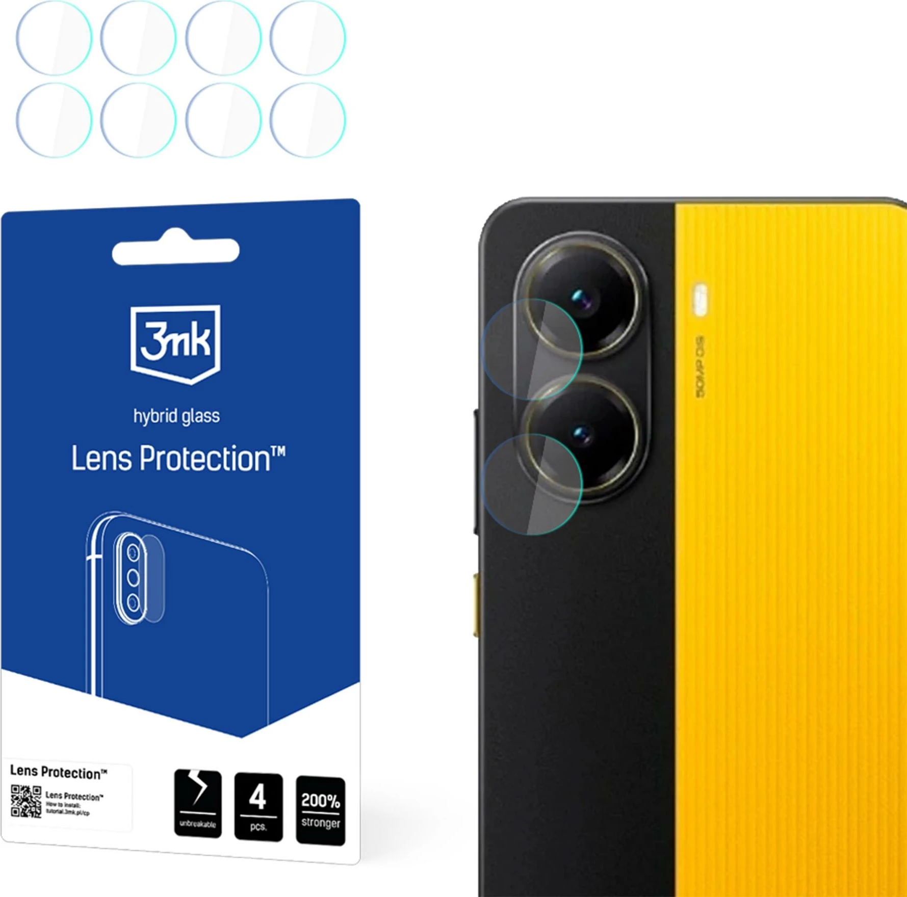 Xham mbrojtës për kamerë 3mk Protection për Xiaomi Poco X7 Pro, 4 copë
