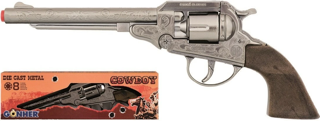 Revolver lodër Pulio Cowboy Metal 8 fishekë, Kafe/Çelik