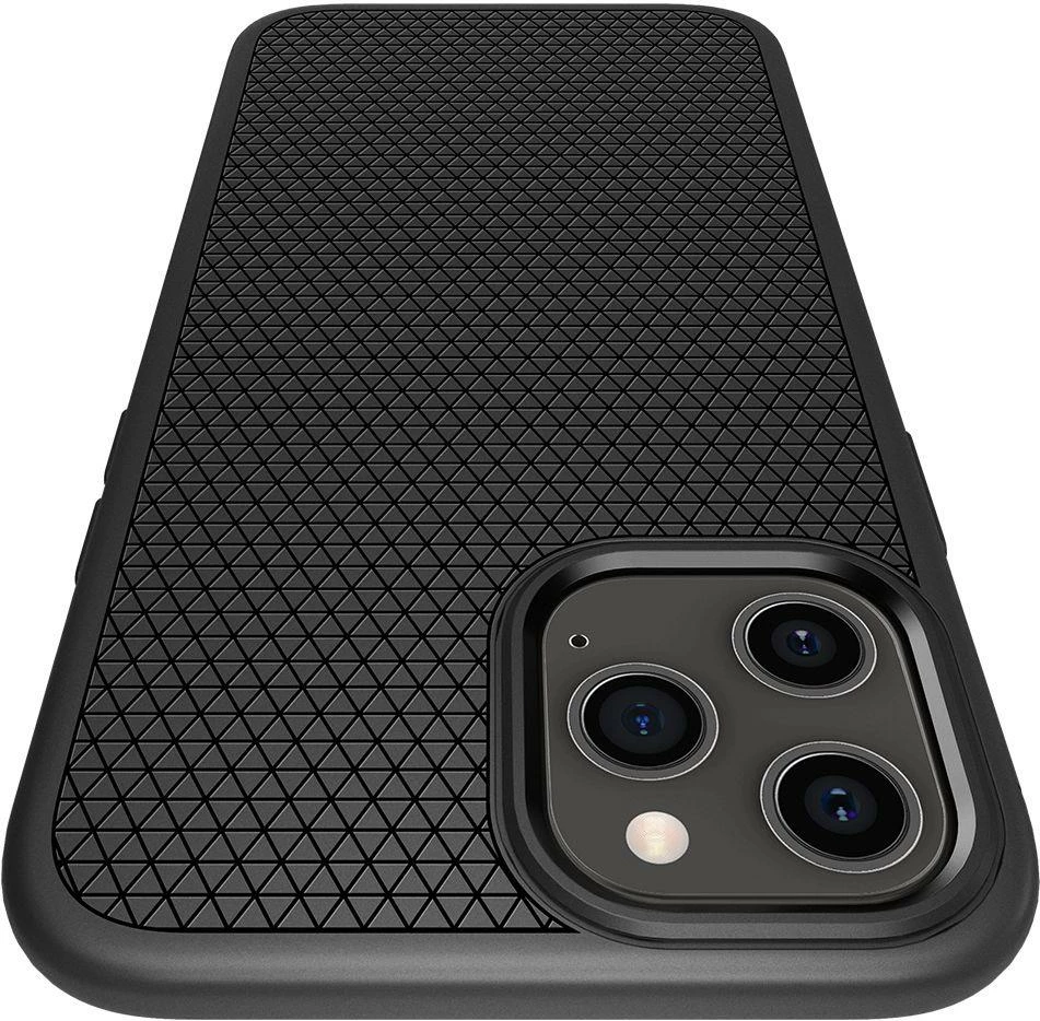 Mbështjellës Spigen Liquid Air për iPhone 12 / iPhone 12 Pro, Mat Zi