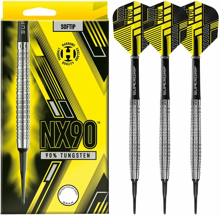 Shigjeta darts Harrows për meshkuj/femra, të zeza/verdhë/argjend
