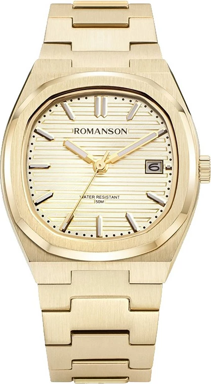 Romanson Square Gold Men's Quartz Watch Gold Dial