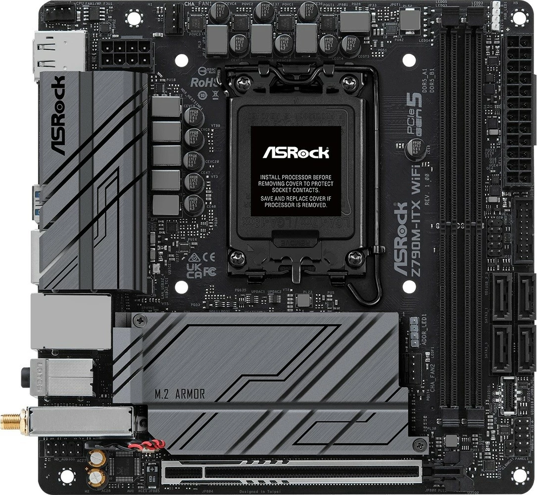 Pllakë amë ASRock Z790M-ITX WIFI, LGA1700, DDR5, mini ITX, e zezë