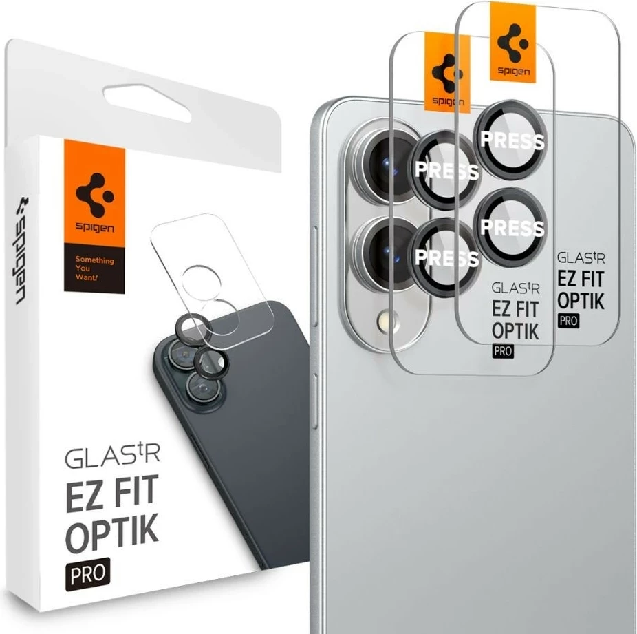 Mbështjellës kamerë Spigen Optik Pro GLAS.TR EZ Fit për Samsung Galaxy S25 Edge, 2 copë, zi