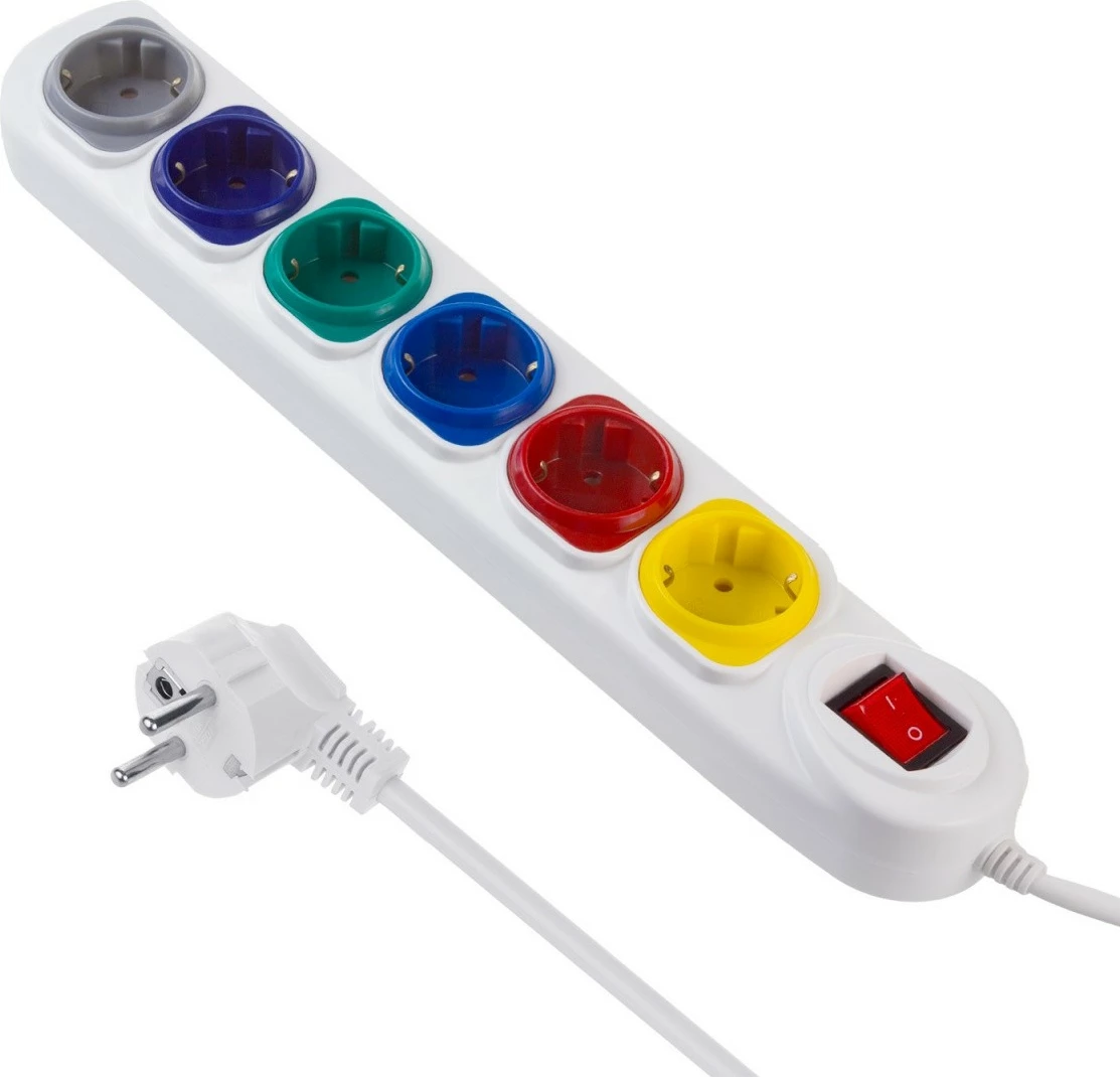 Listë elektrike Maclean MCE509 W, 6 dalje, 1.5m, e bardhë, me çelës