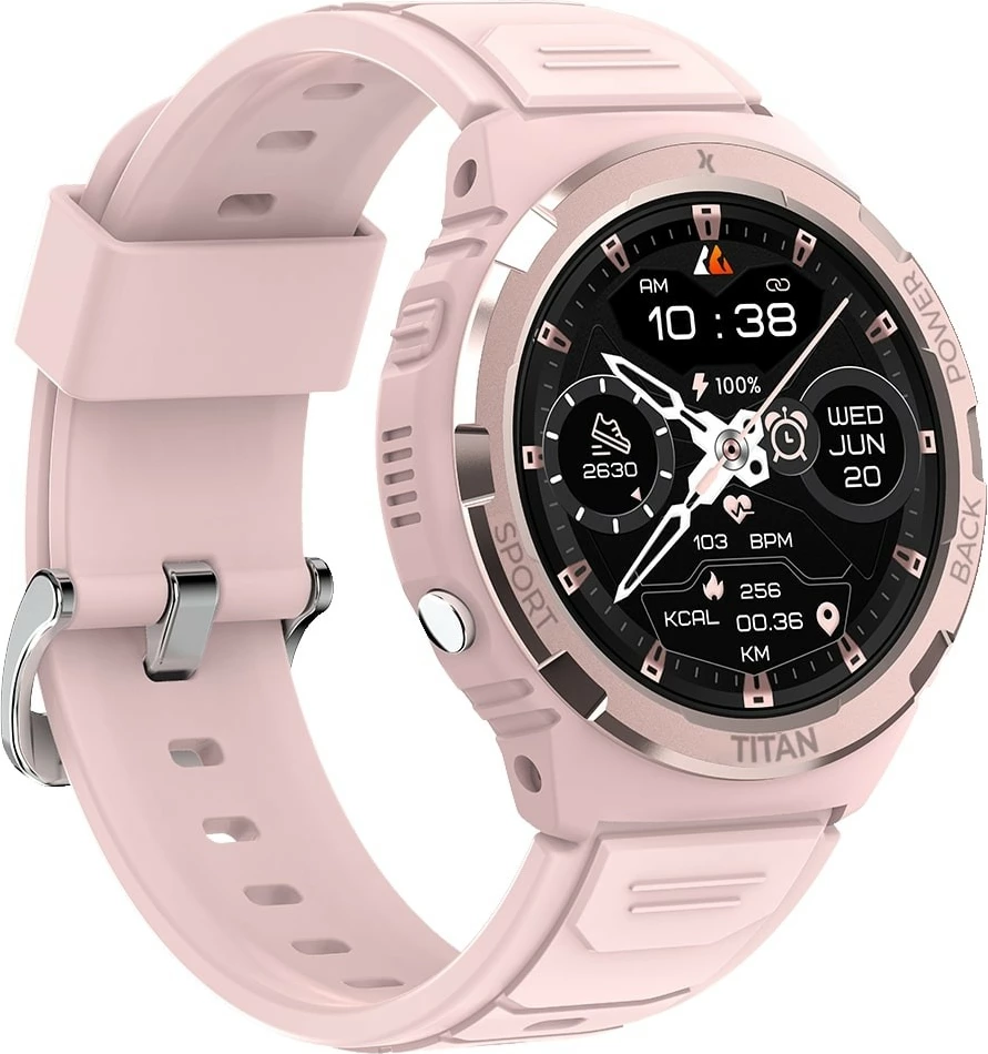 Smartwatch Maxcom FW100 Titan Valkiria, 1.3" AMOLED, 64 MB, Bluetooth, Rozë