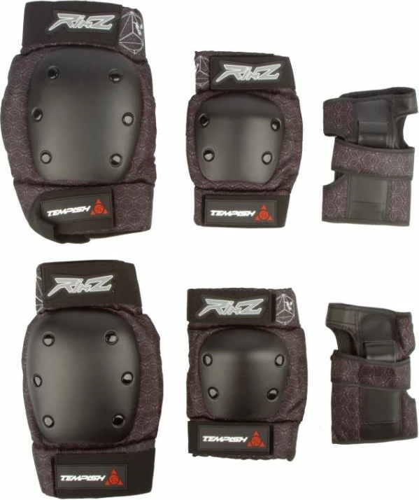 Set mbrojtësesh Tempish për skate, unisex, të zeza