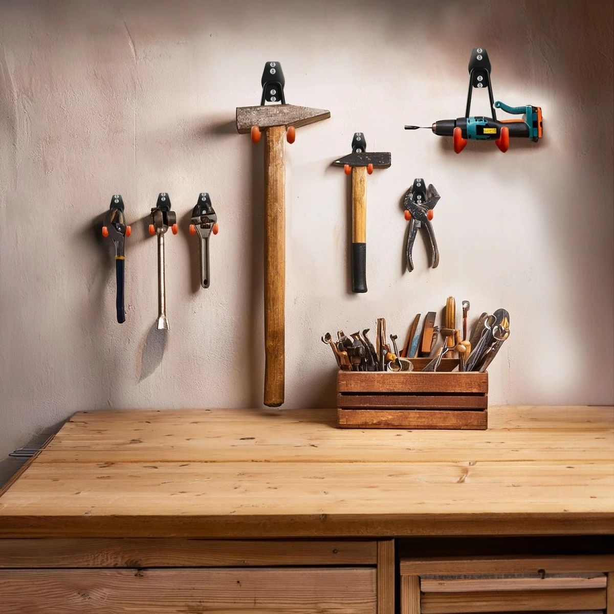 Mbajtëse muri Maclean MC-442 për garazh, çelik, 70 kg, e zezë/portokalli