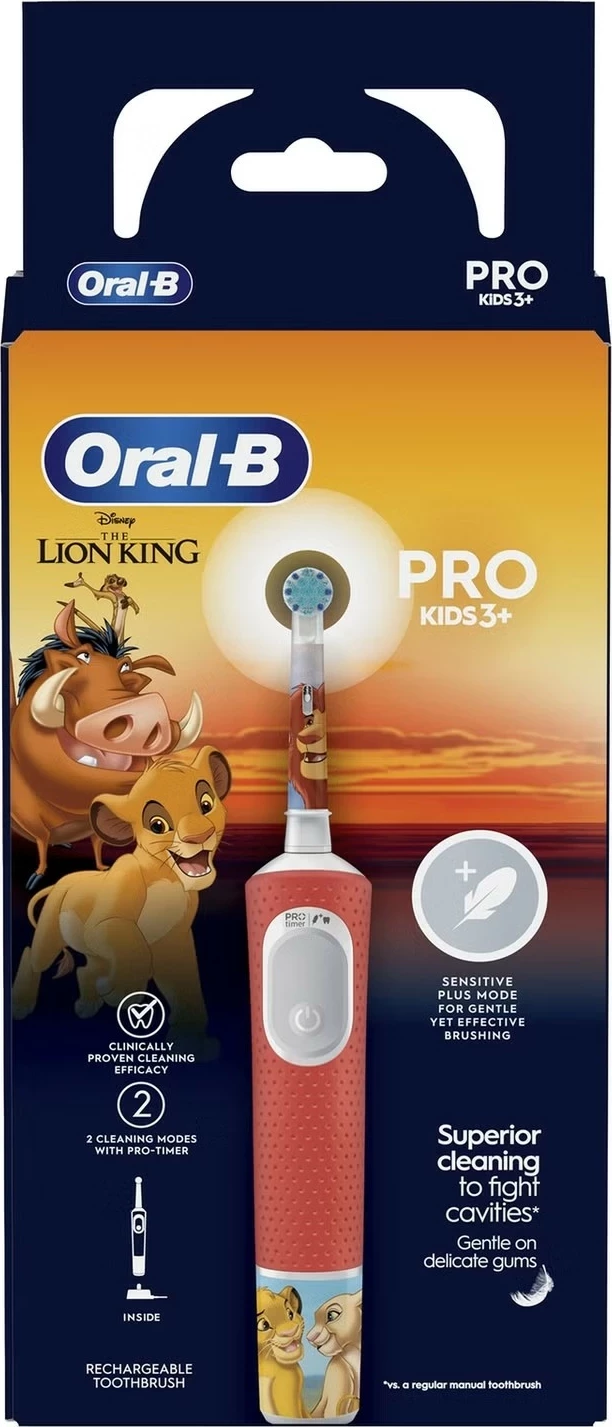Furçë dhëmbësh elektrike Oral-B Vitality Pro Kids 3+ Lion King, e kuqe