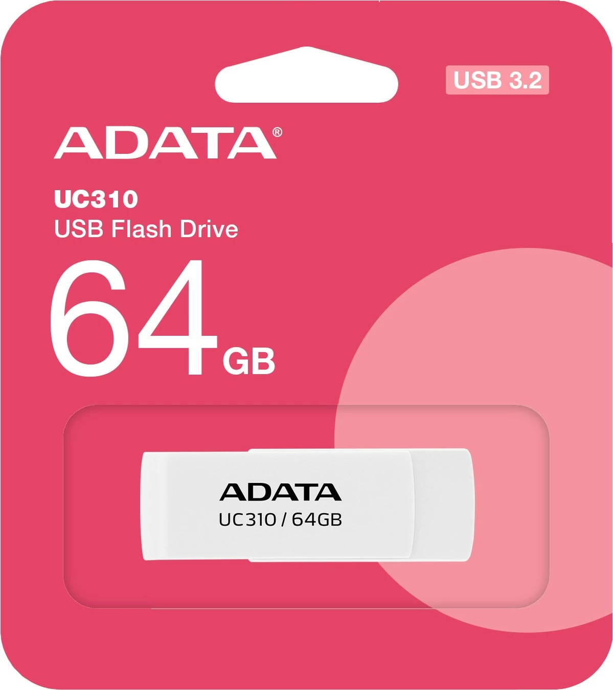 USB stick ADATA UC310 64GB, USB 3.2, bardhë