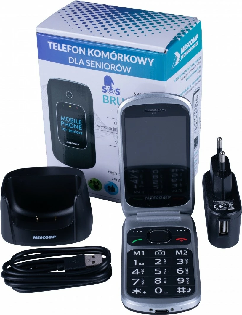 Celular Mesmed MT-184 BRUNO 4G, ekran 2.8", butona të mëdhenj, i zi/argjendtë