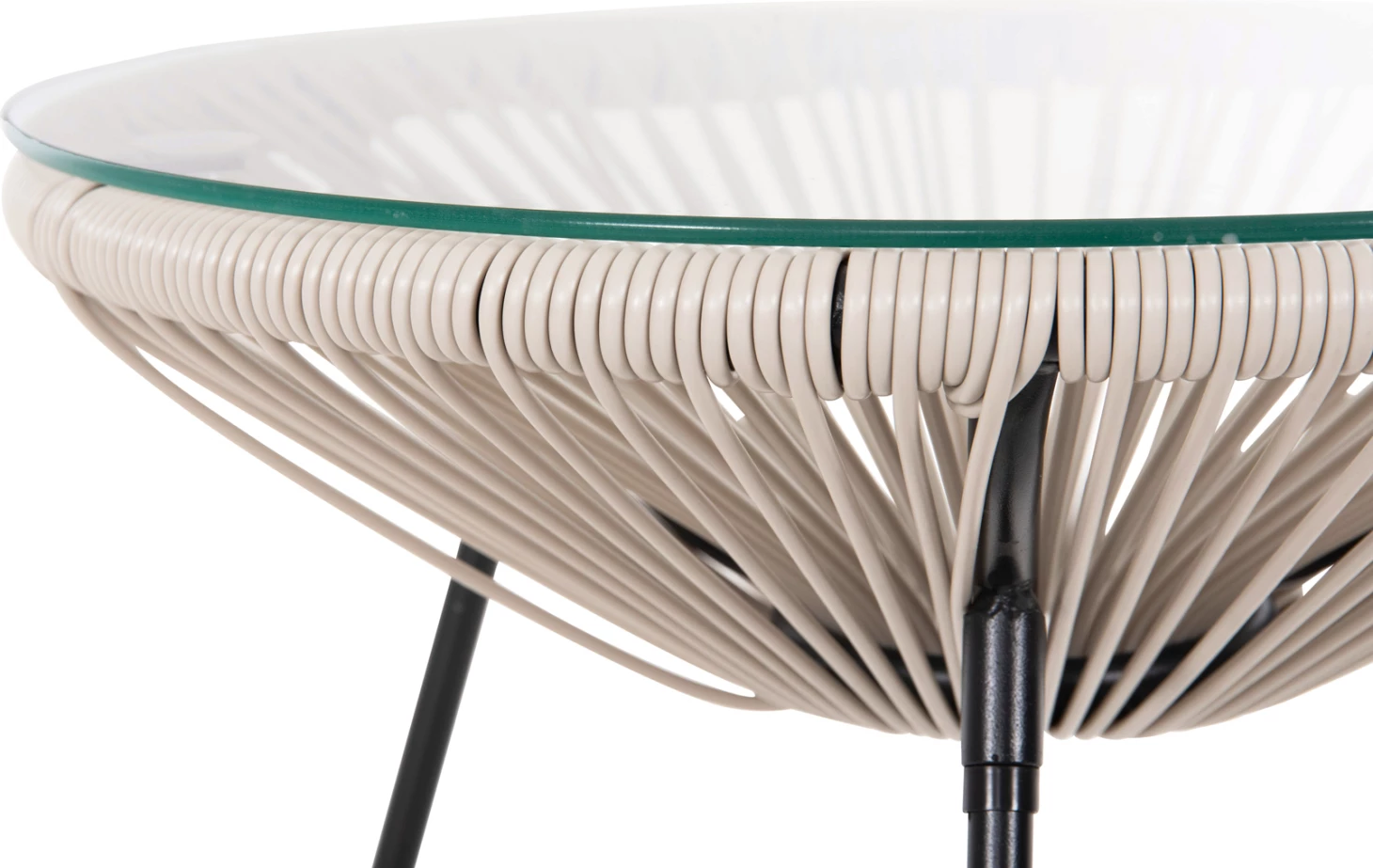 Tavolinë kafeje për jashtë ALLEGRA FH5874.03 metalike, ngjyrë e zezë - ratan sintetik, ngjyrë bezhë, Φ47x45H cm