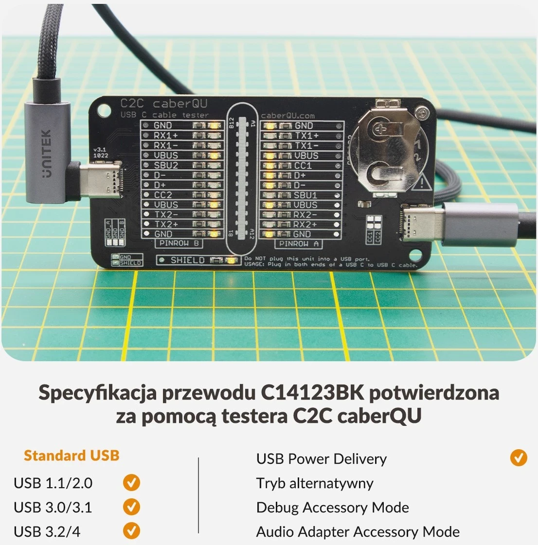 Kabull Unitek USB-C këndor 90° PD100W 3m, ngjyrë zi-hiri