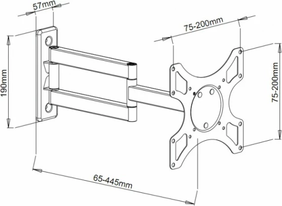 Mbajtës muri për TV/monitor Techly 301450, 19-37 inç, krah i dyfishtë, 25kg, i zi