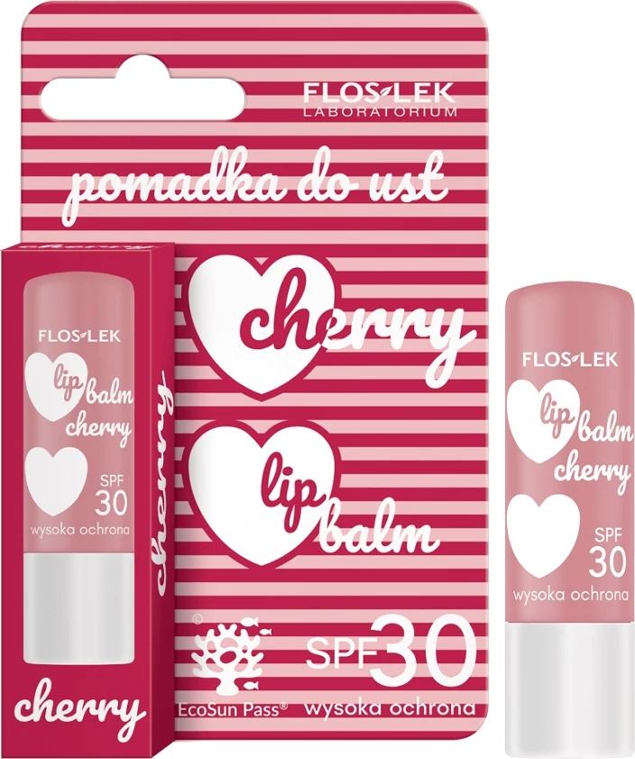 Balsam për buzë Floslek SPF30 Cherry për femra, 4g