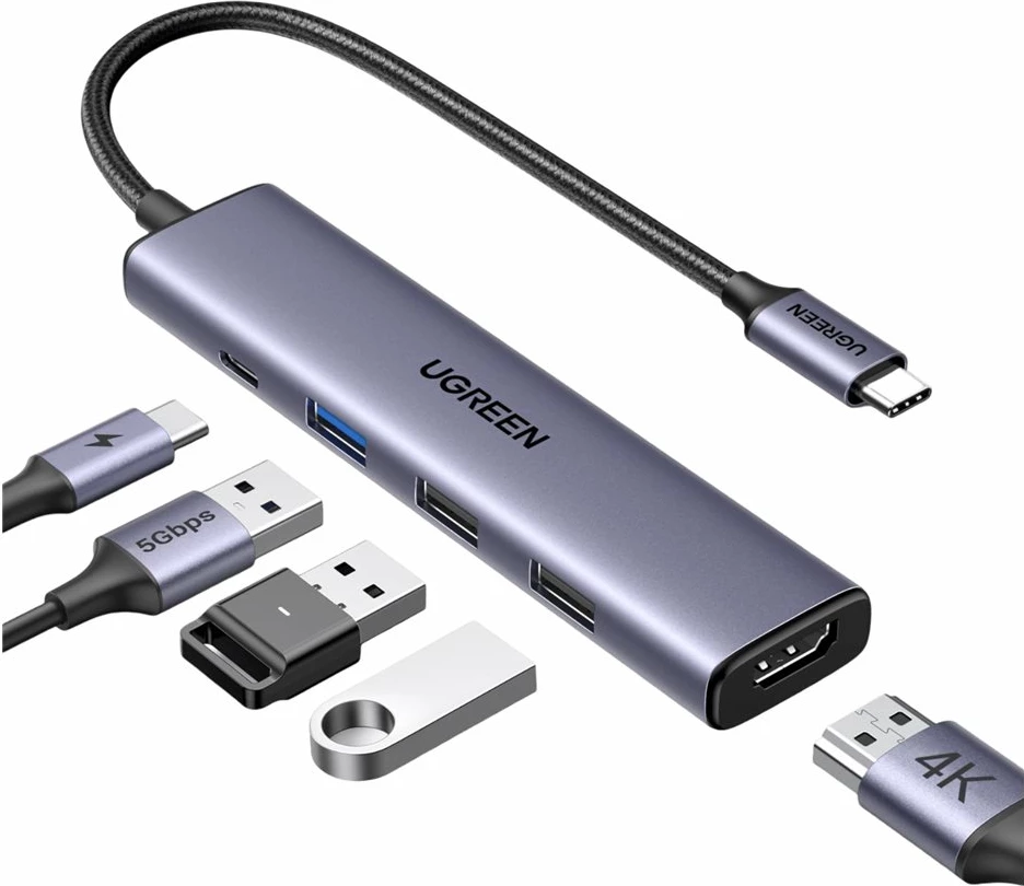 USB docking station Ugreen USB-C Multifunction Adapter, 15495, 4K, 100W, Gri