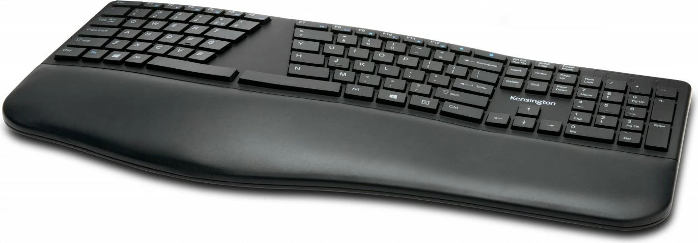 Tastierë wireless Kensington Pro Fit Ergo K75401WW, NL layout, 2.4 GHz & Bluetooth, ergonomike me mbështetëse kyçesh, e zezë