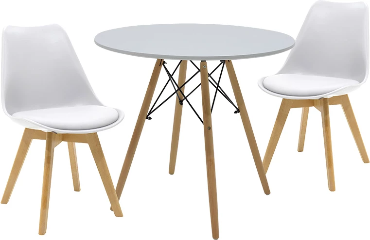 Set tavoline me karrige Julita-Gaston, ngjyrë natyrale-bardhë, Φ80x73cm