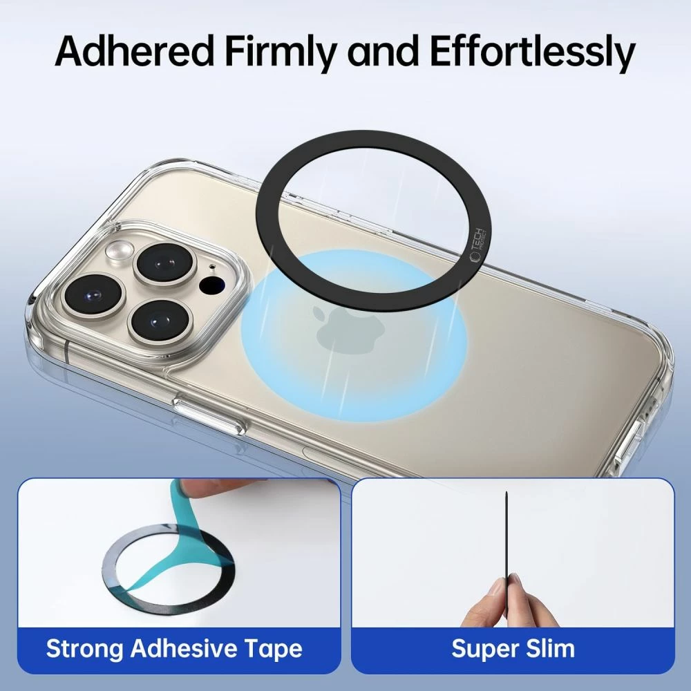 Set unazash MagSafe Tech-Protect MMP-110 2in1 për mbështjellës celulari, e zezë, 2 copë