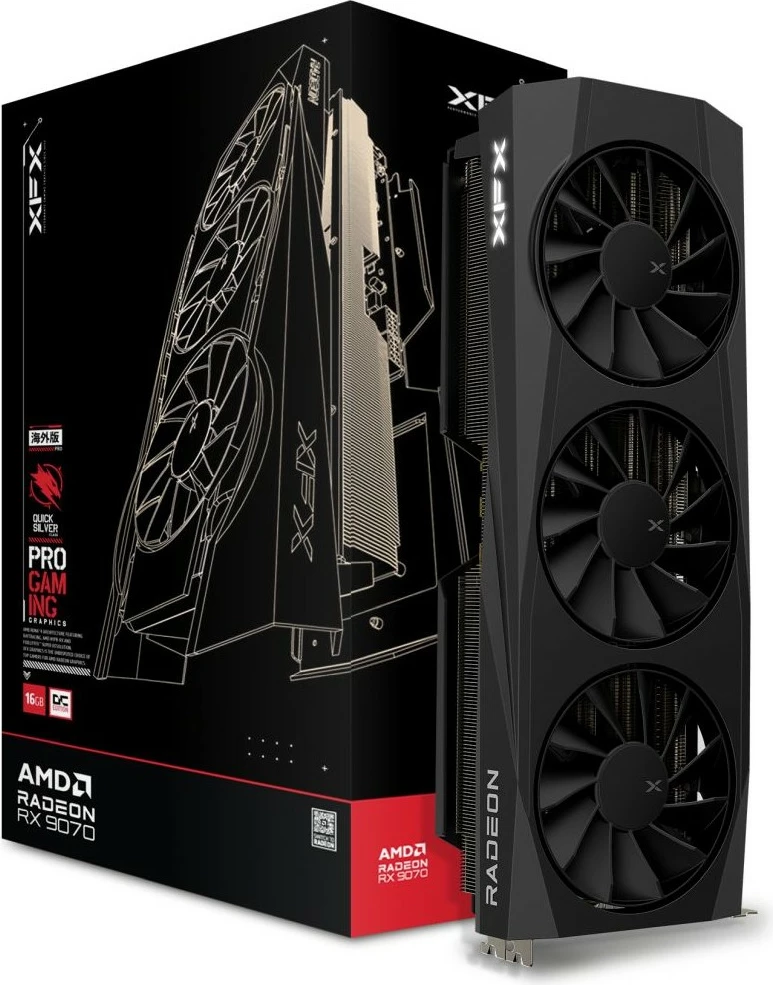 Kartelë grafike XFX QuickSilver Radeon RX 9070 OC, 16 GB, e zezë