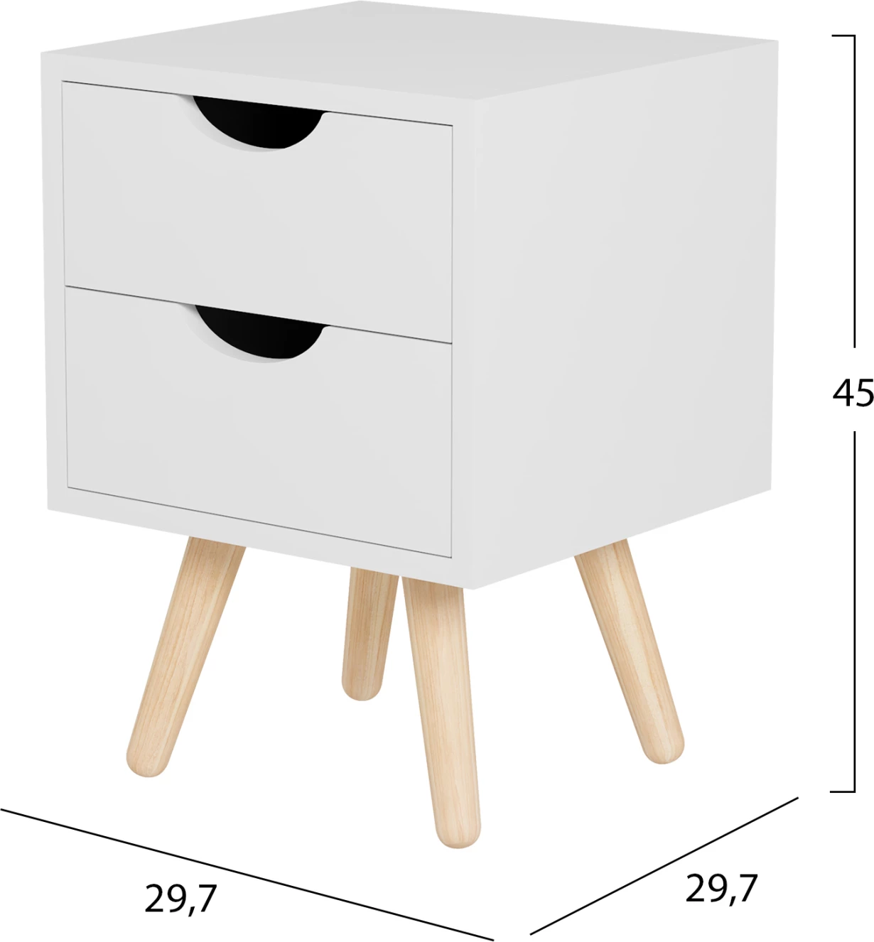 Komodinë DINKL FH2472.03 melaminë-2 sirtarë ngjyrë bardhë 29,7x29,7x45H cm