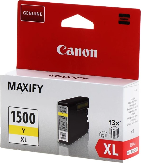 Kartutxh boje, Canon, PGI-1500XLY 9195B001, XL 12 ml deri 935 faqe, i verdhë