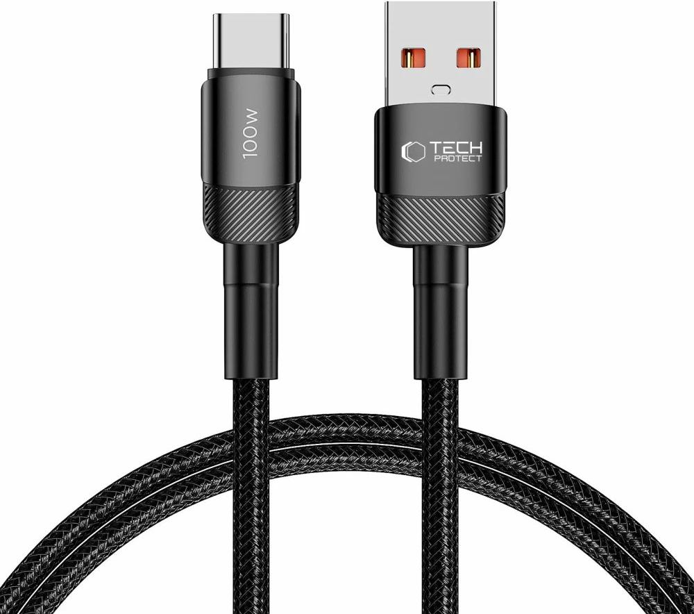 Kabllo Tech-Protect UltraBoost Evo USB-C / USB-A 1m, 100W, e zezë