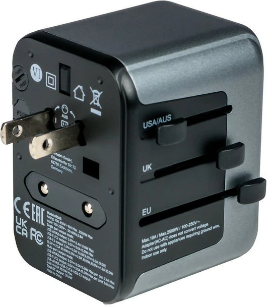 Adapter udhëtimi Verbatim UTA-03, 30W PD, 3x USB-C, 2x USB-A, i zi/gri