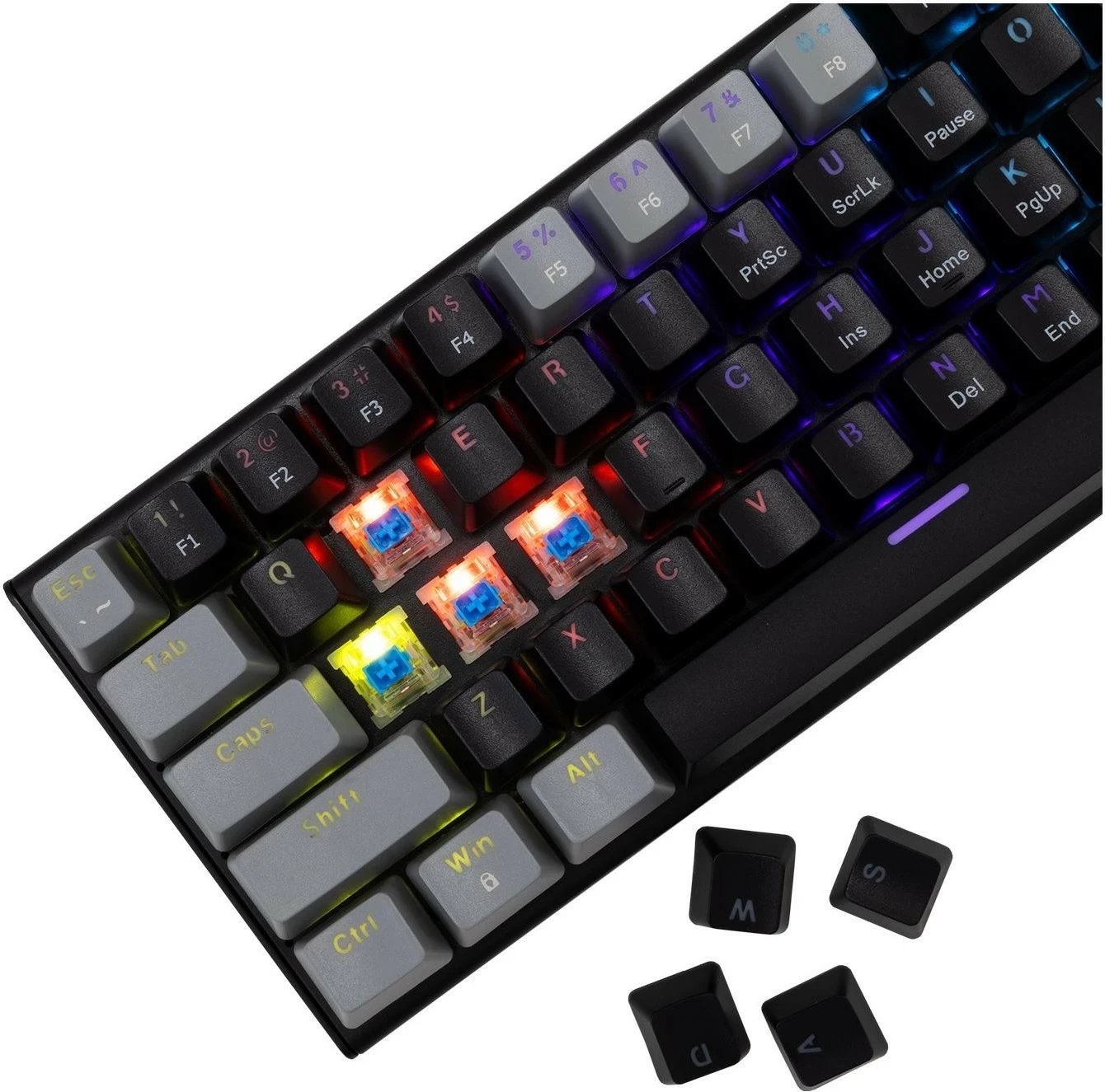 Tastierë mekanike White Shark Wakizashi-2, 65%, RGB, blue switch, black-grey