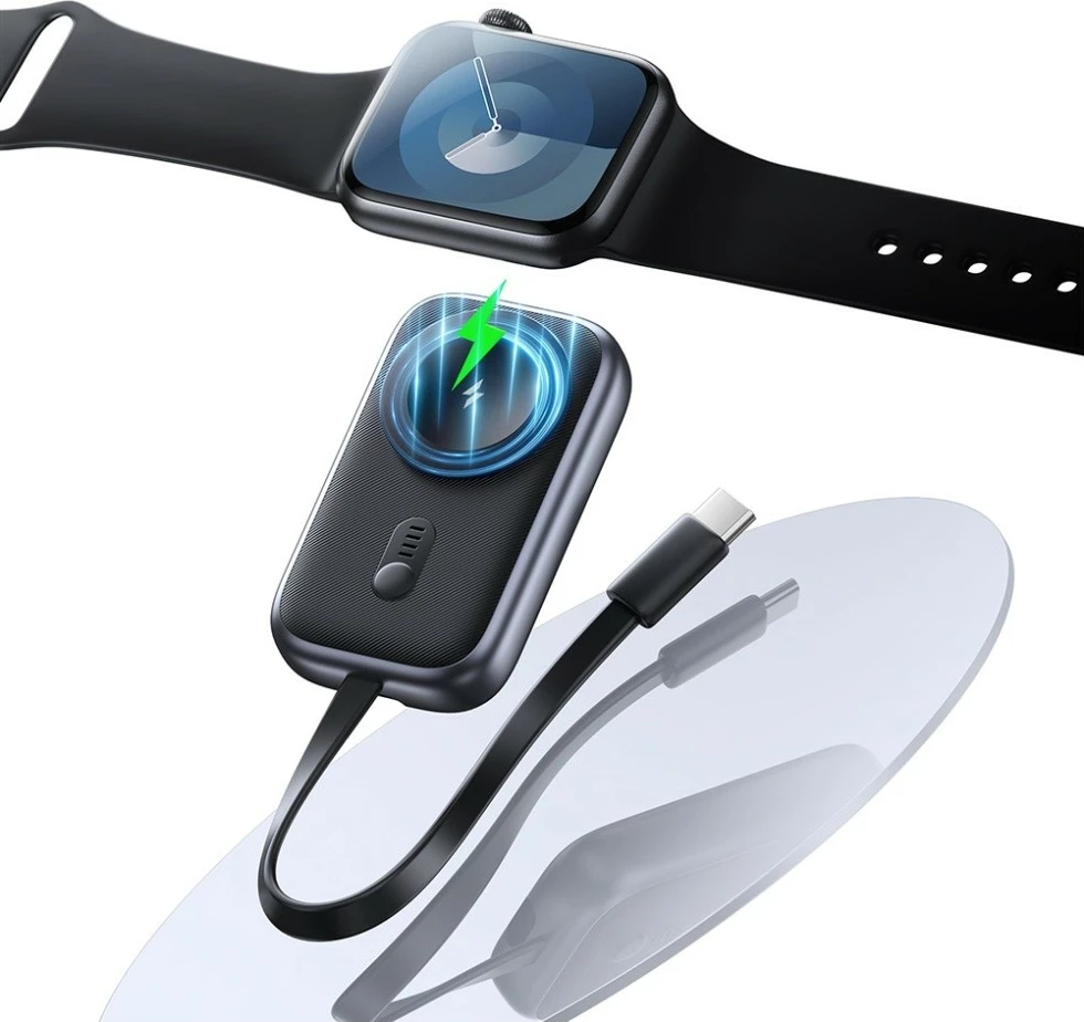 Powerbank USAMS CD245 për Apple Watch, 1200mAh, me USB-C, Titanium