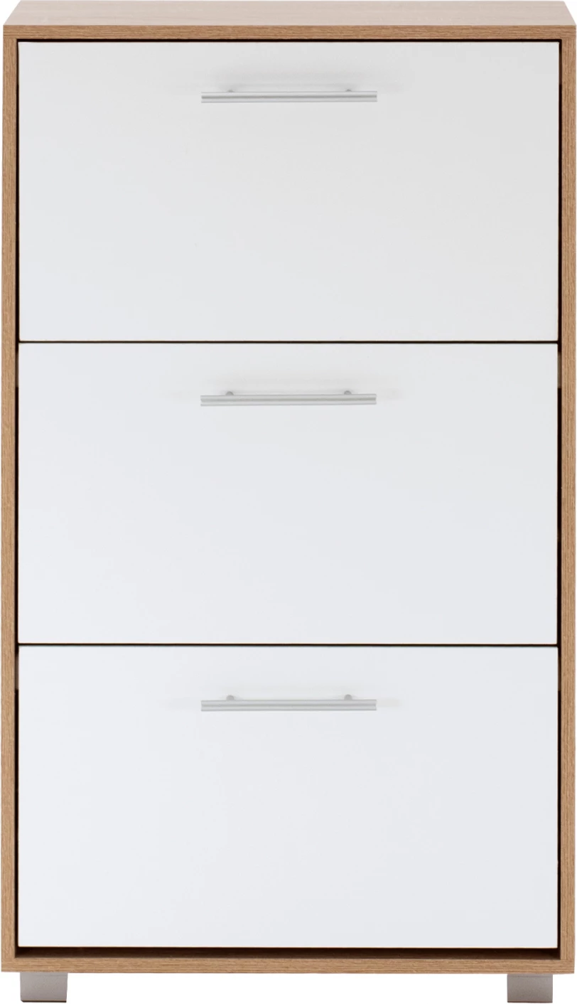 Kabinet këpucësh melaminë 3 vendesh FH2221.06 Sonama-Bardhë 62x24x110 cm