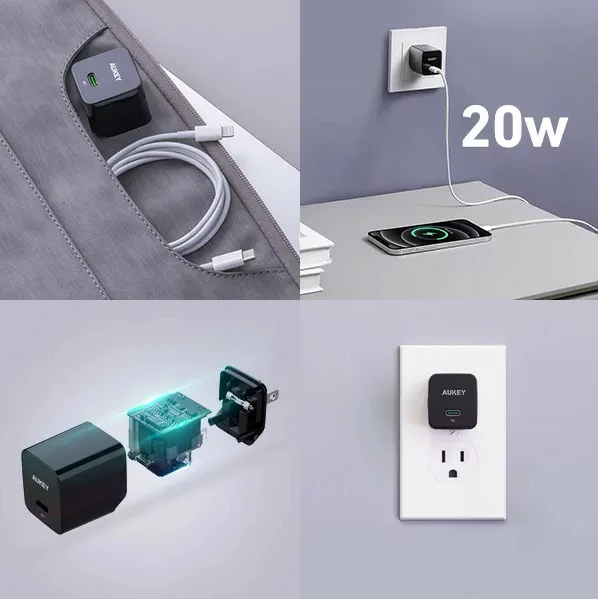 Karikues muri AUKEY PA-Y20S, 20W, 1x USB-C, i bardhë
