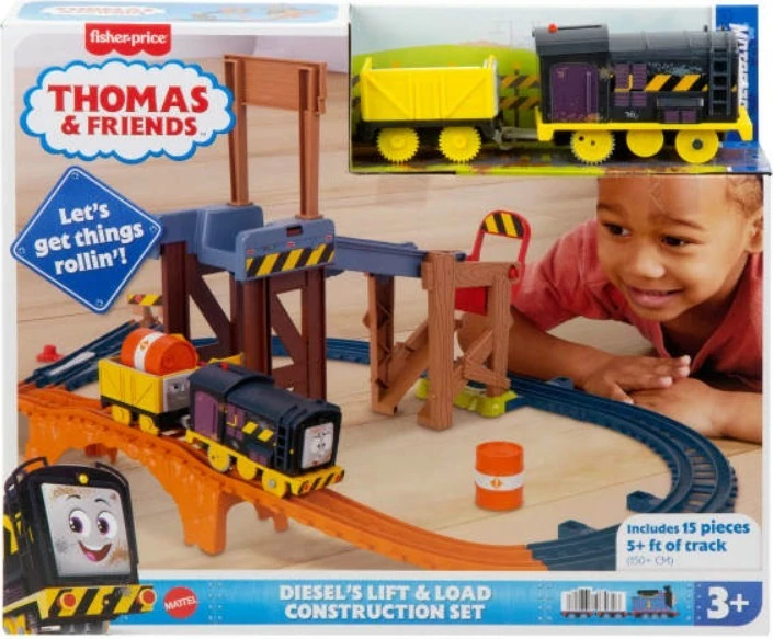 Set lodër hekurudhor Fisher Price Thomas & Friends JBW20, me lokomotivë Diesel, shumëngjyrësh
