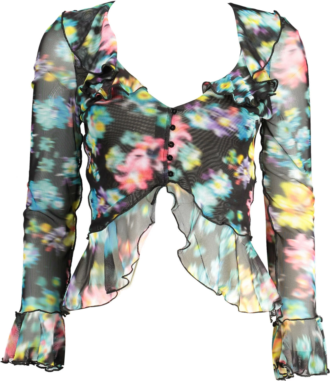 Maicë me mëngë të gjata DESIGUAL femra, e zezë