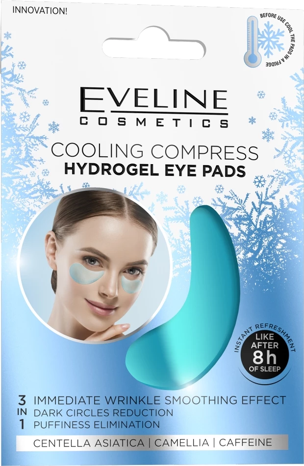 Pllaka hidrogel ftohëse për nën sy Eveline Cosmetics për femra, 2 copë
