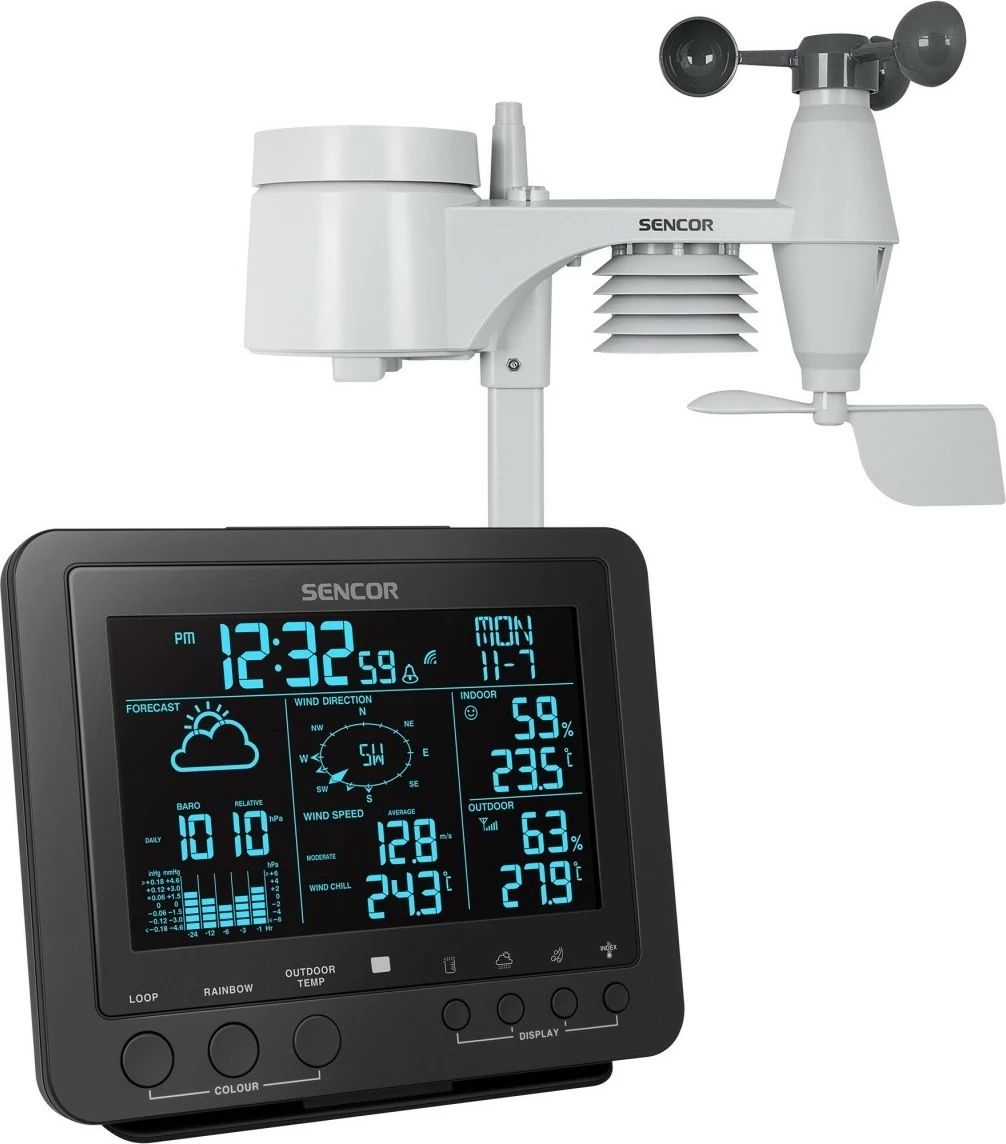 Stacion moti Sencor SWS 9700, ekran 5.8", sensor wireless 5-në-1, zi