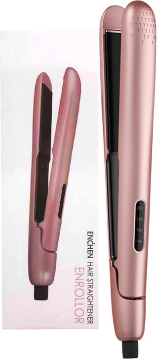 Drejtues dhe kaçurrelizues flokësh ENCHEN Enrollor, 2-në-1, rozë