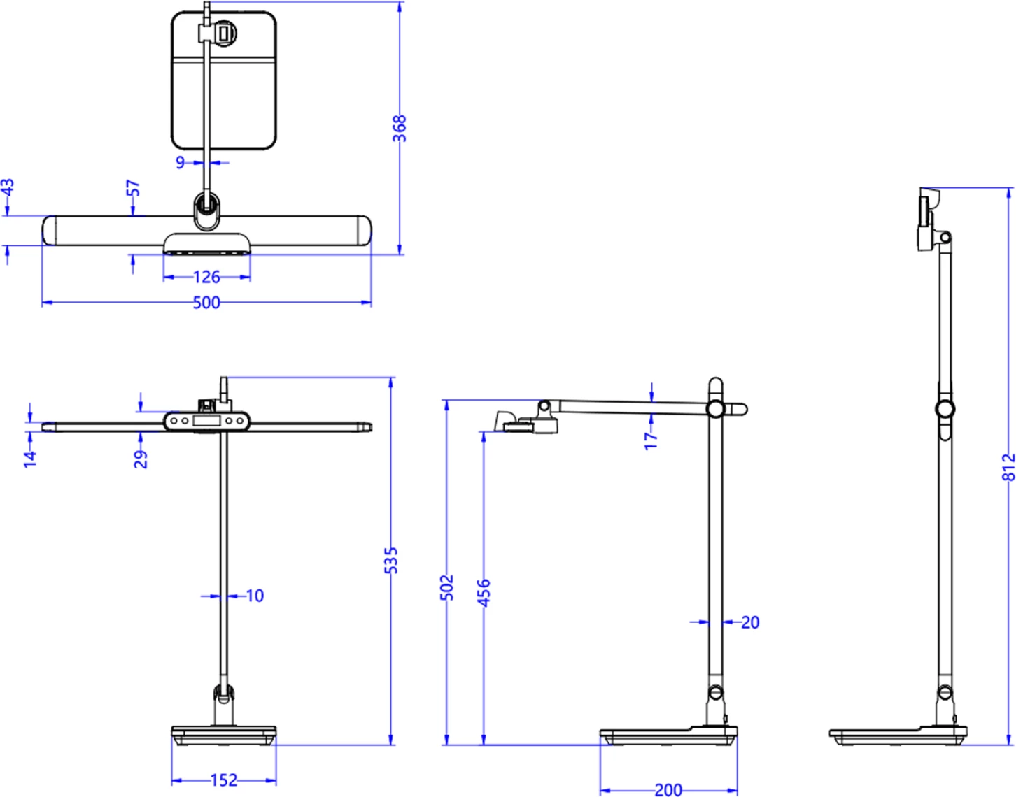 Llambë tavoline LED profesionale BLAIN PRO FH4447.07 bazë ABS dhe krahë alumini ngjyrë hiri 36,8x81Hcm