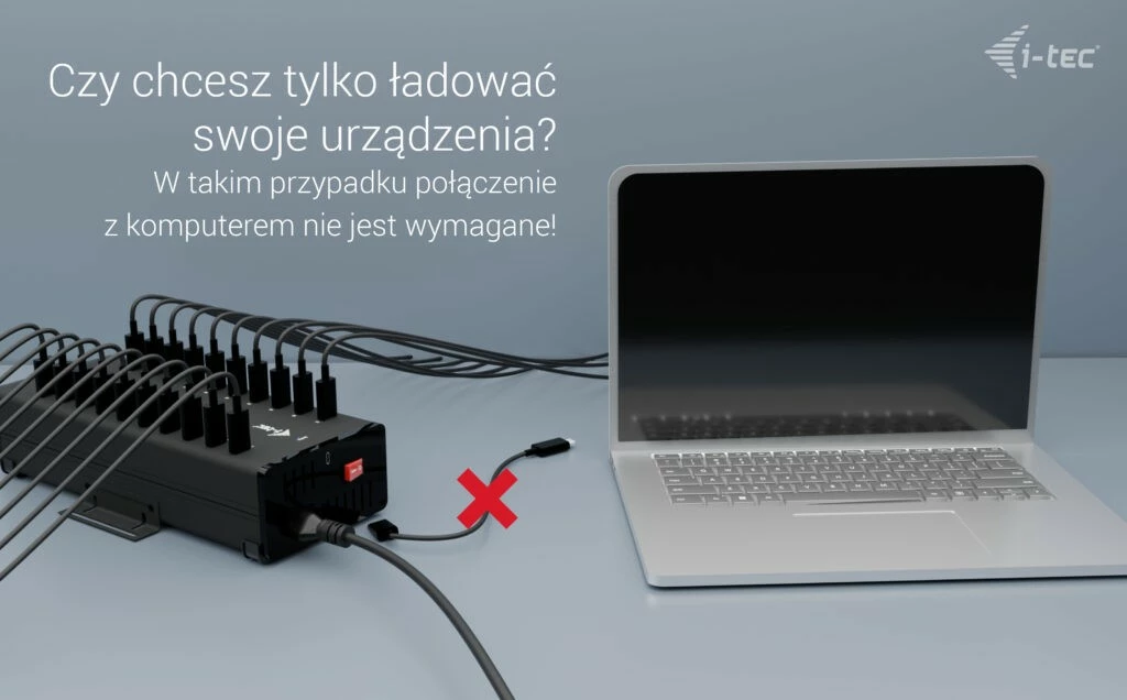 HUB i-tec CACHRGHUB20C, 20x USB-C, 15W për port, metalik